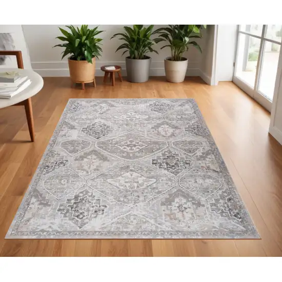 Blue and Gray Oriental Distressed Area Rug Photo 1