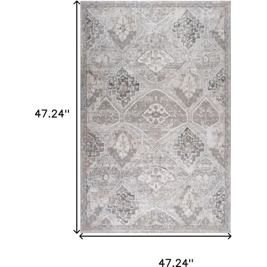 Blue and Gray Oriental Distressed Area Rug Photo 6