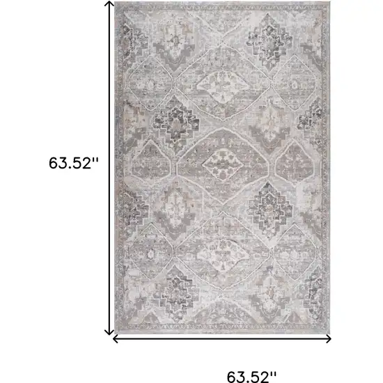 Blue and Gray Oriental Distressed Area Rug Photo 3