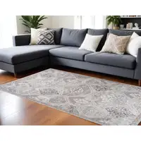 Photo of Blue and Gray Oriental Distressed Area Rug