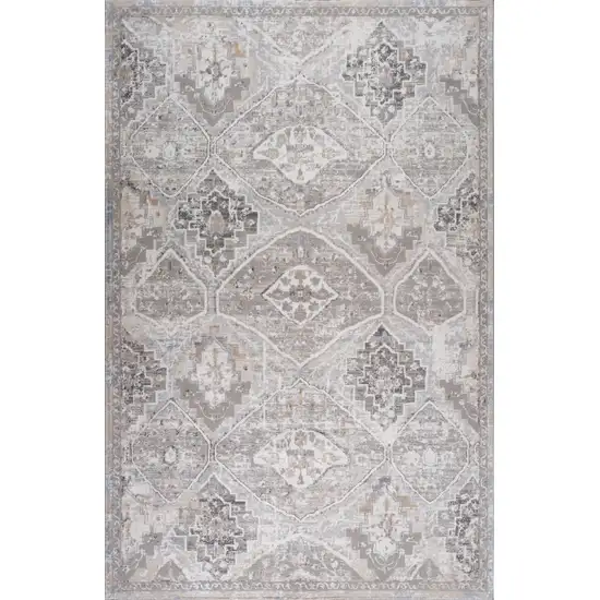 Blue and Gray Oriental Distressed Area Rug Photo 2