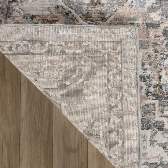 Blue and Gray Oriental Distressed Area Rug Photo 7