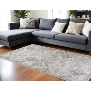 Photo of Blue and Gray Oriental Distressed Area Rug