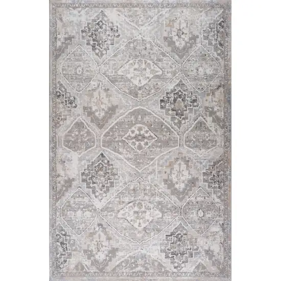 Blue and Gray Oriental Distressed Area Rug Photo 5