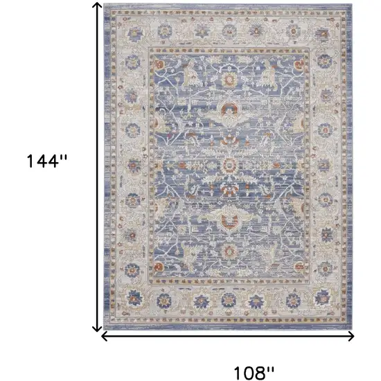 Blue and Gray Oriental Power Loom Area Rug Photo 9