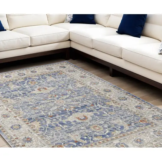 Blue and Gray Oriental Power Loom Area Rug Photo 1