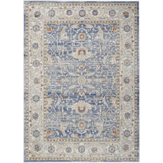 Blue and Gray Oriental Power Loom Area Rug Photo 2