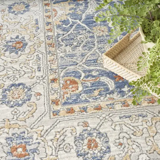 Blue and Gray Oriental Power Loom Area Rug Photo 6