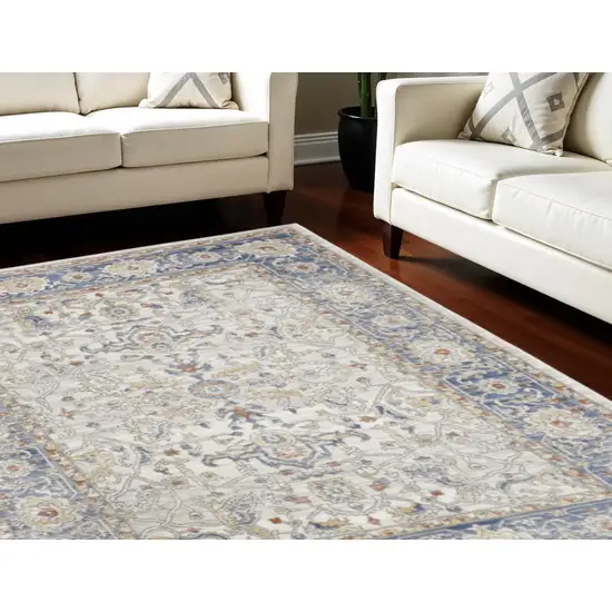 Blue and Gray Oriental Power Loom Area Rug Photo 1