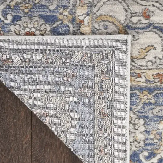 Blue and Gray Oriental Power Loom Area Rug Photo 8