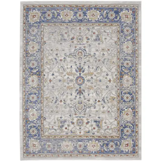 Blue and Gray Oriental Power Loom Area Rug Photo 2