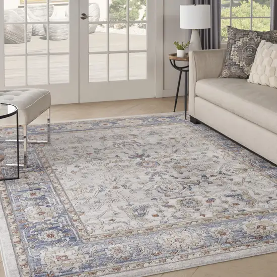 Blue and Gray Oriental Power Loom Area Rug Photo 9