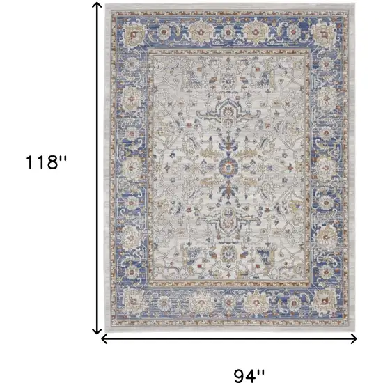 Blue and Gray Oriental Power Loom Area Rug Photo 3