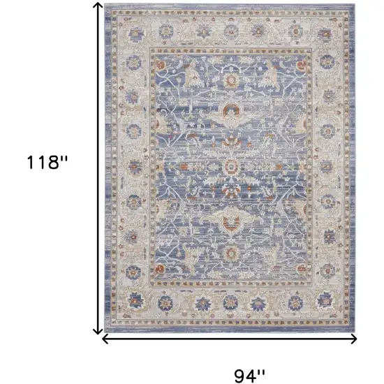 Blue and Gray Oriental Power Loom Area Rug Photo 3