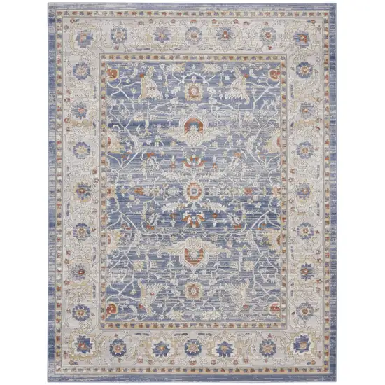 Blue and Gray Oriental Power Loom Area Rug Photo 1