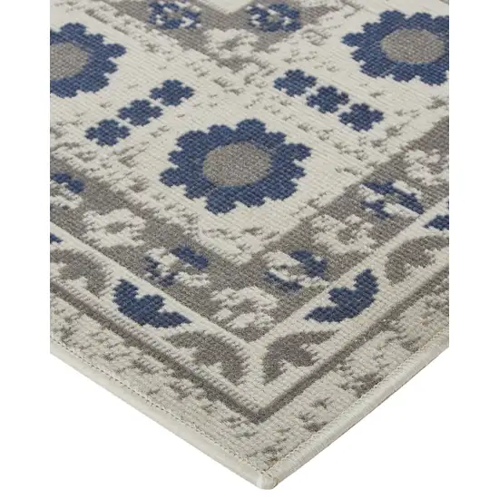 Blue and Gray Oriental Power Loom Area Rug Photo 7