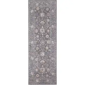 Photo of Blue and Gray Oriental Power Loom Runner Rug