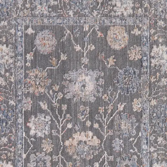 Blue and Gray Oriental Power Loom Runner Rug Photo 5