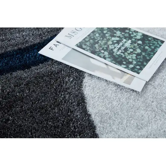 Blue and Gray Shag Hand Tufted Area Rug Photo 6