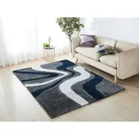 Photo of Blue and Gray Shag Hand Tufted Area Rug