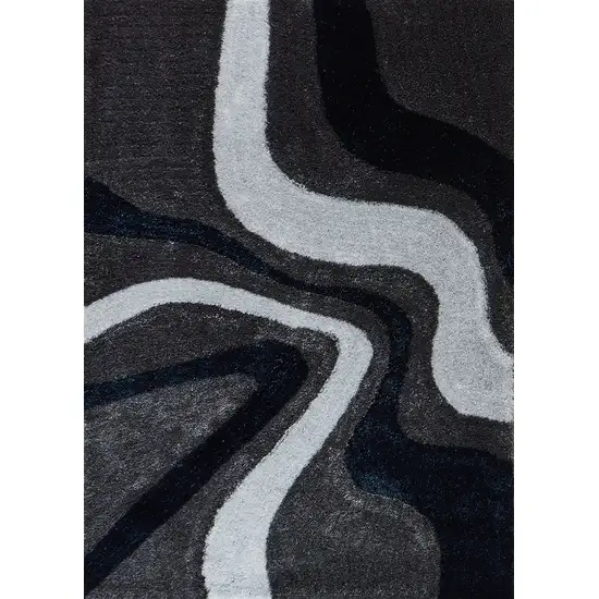 Blue and Gray Shag Hand Tufted Area Rug Photo 5