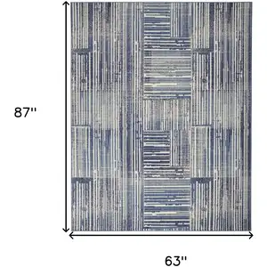 Photo of Blue and Gray Striped Power Loom Area Rug