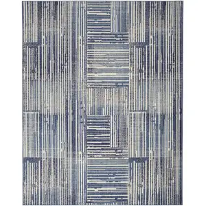 Photo of Blue and Gray Striped Power Loom Area Rug