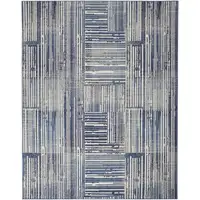 Photo of Blue and Gray Striped Power Loom Area Rug