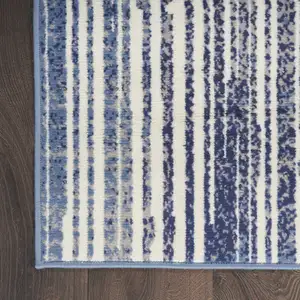 Photo of Blue and Gray Striped Power Loom Area Rug