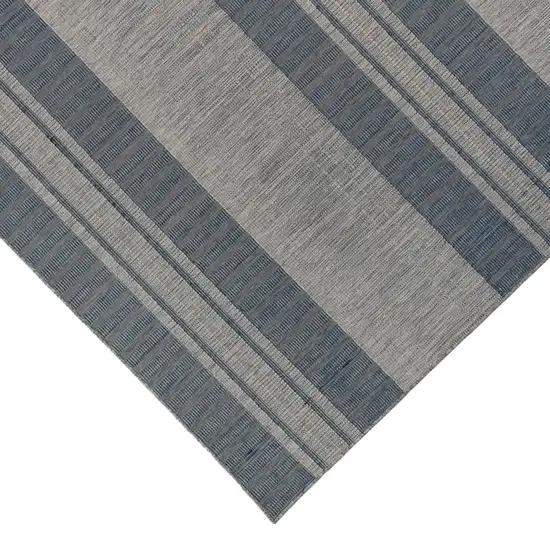 Blue and Gray Striped Stain Resistant Indoor Outdoor Area Rug Photo 4