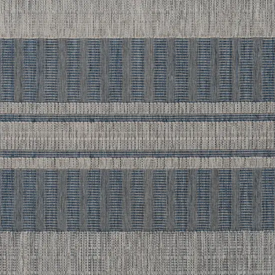 Blue and Gray Striped Stain Resistant Indoor Outdoor Area Rug Photo 8