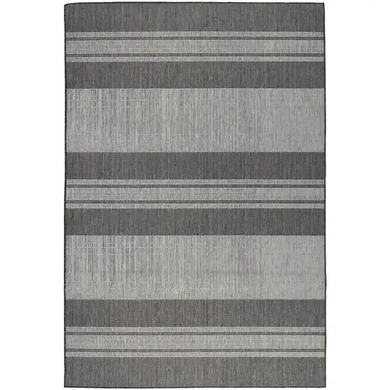 Blue and Gray Striped Stain Resistant Indoor Outdoor Area Rug Photo 3