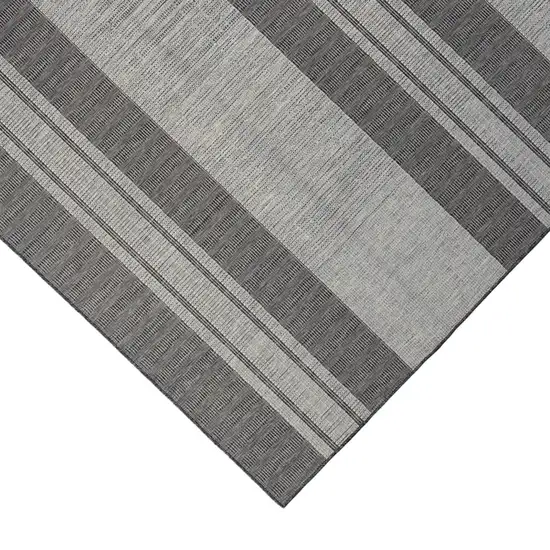 Blue and Gray Striped Stain Resistant Indoor Outdoor Area Rug Photo 6