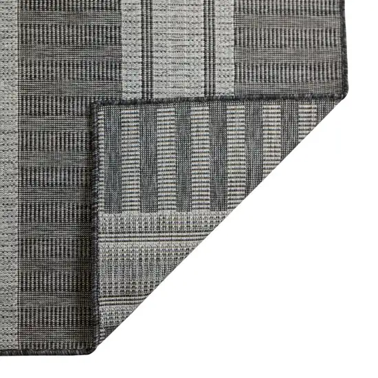 Blue and Gray Striped Stain Resistant Indoor Outdoor Area Rug Photo 7