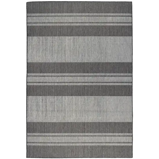 Blue and Gray Striped Stain Resistant Indoor Outdoor Area Rug Photo 2