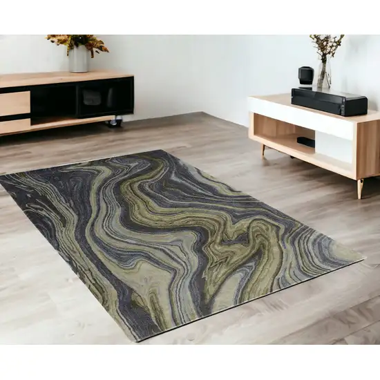 Blue and Green Abstract Hand Tufted Area Rug Photo 1