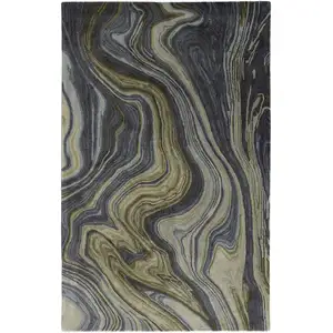 Photo of Blue and Green Abstract Hand Tufted Area Rug