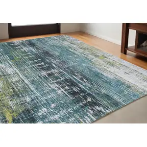 Photo of Blue and Green Abstract Non Skid Area Rug