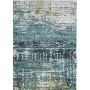 Photo of Blue and Green Abstract Non Skid Area Rug