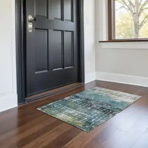 Photo of Blue and Green Abstract Non Skid Area Rug