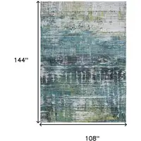 Photo of Blue and Green Abstract Non Skid Area Rug