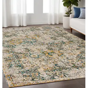 Photo of Blue and Green Abstract Non Skid Area Rug