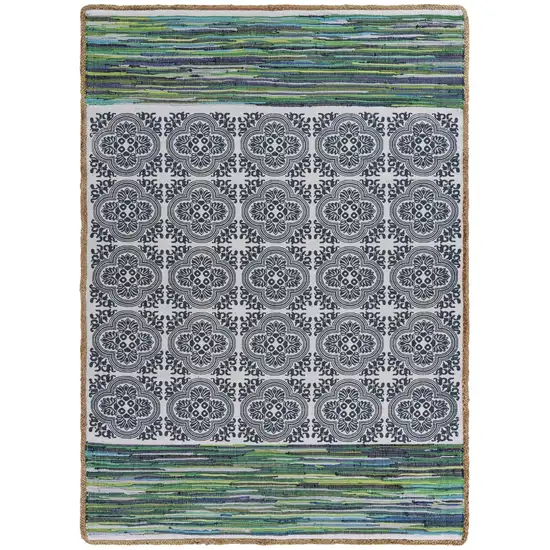 Blue and Green Chindi Area Rug Photo 3