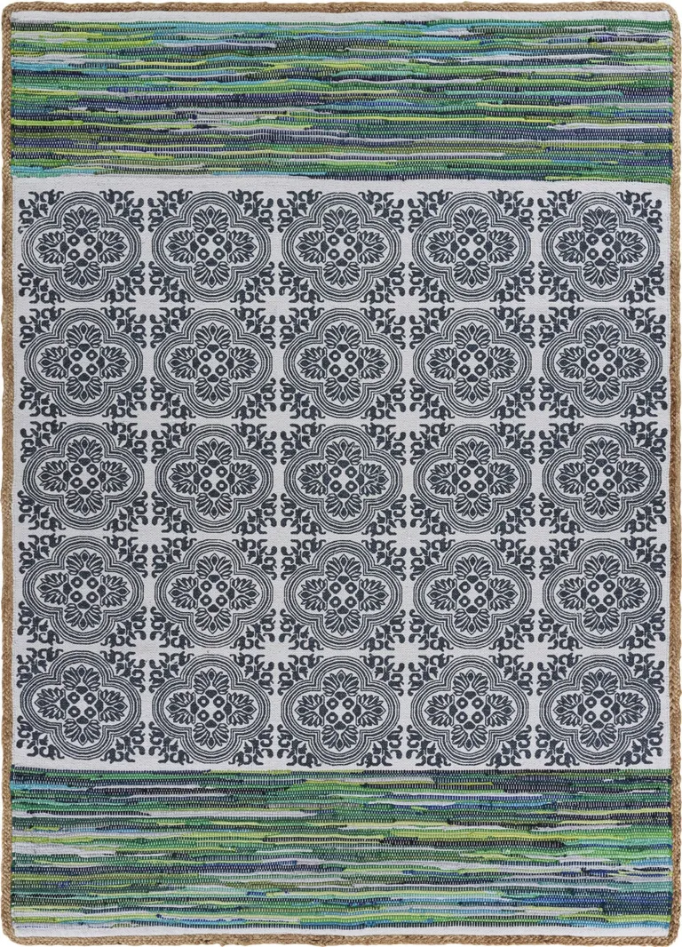 Blue and Green Chindi Area Rug Photo 1