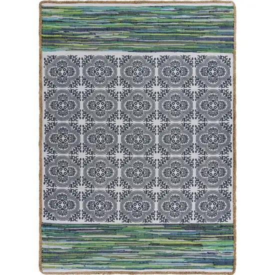 Blue and Green Chindi Area Rug Photo 1