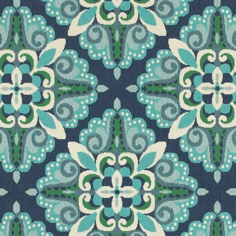 Blue and Green Floral Indoor Outdoor Area Rug Photo 3