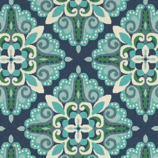 Blue and Green Floral Indoor Outdoor Area Rug Photo 4