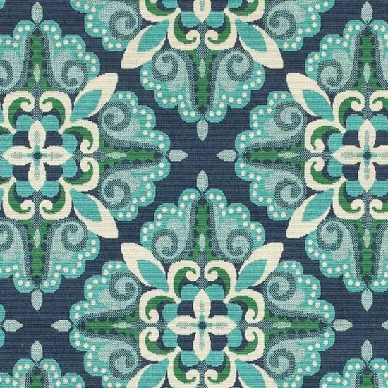 Blue and Green Floral Indoor Outdoor Area Rug Photo 4