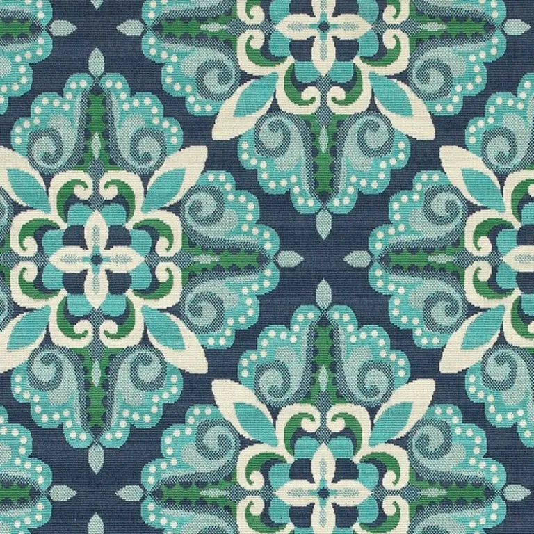 Blue and Green Floral Indoor Outdoor Area Rug Photo 4