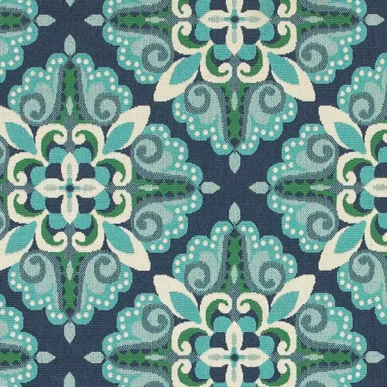 Blue and Green Floral Indoor Outdoor Area Rug Photo 5